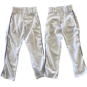 (2) pair Alleson Athletic white baseball pants with royal blue piping, size S